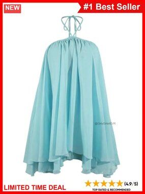 Chiffon Halter Mini Dress Flowy Layered Ruffle Summer Beach Dress